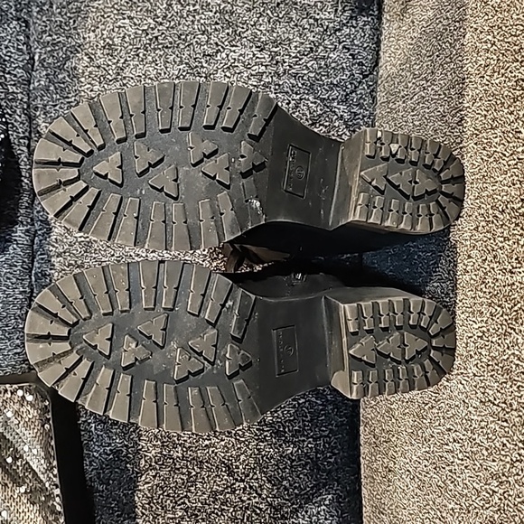 2 FOR $50 Sun Stone Romina Black Lace Up Heeled Ankle Boots Sz 8 ½ M - Picture 3 of 4